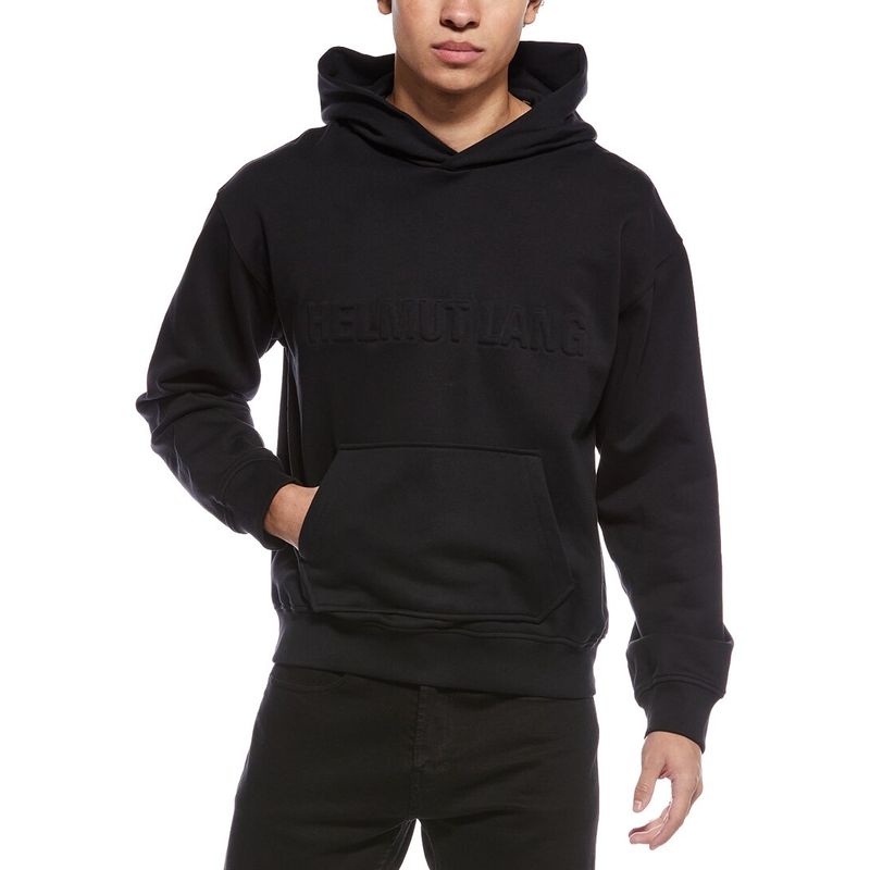 Helmut Lang Mens Embossed Studio Hoodie, Black